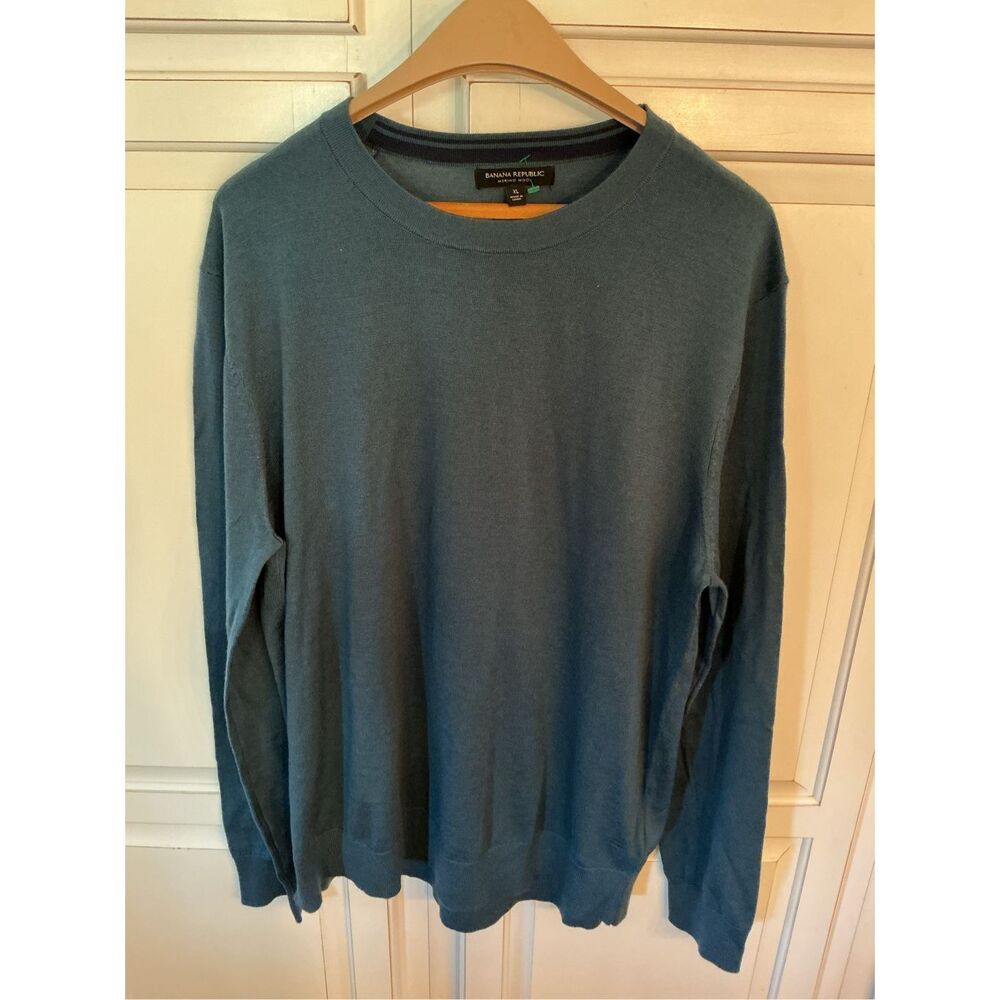 Banana Republic 100% Merino Wool Crew Neck Sweater Sz XL Teal